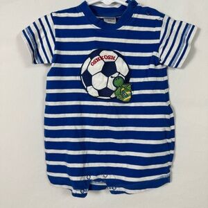 OshKosh B'gosh Blue and White Striped Romper Baby Size 0-3M